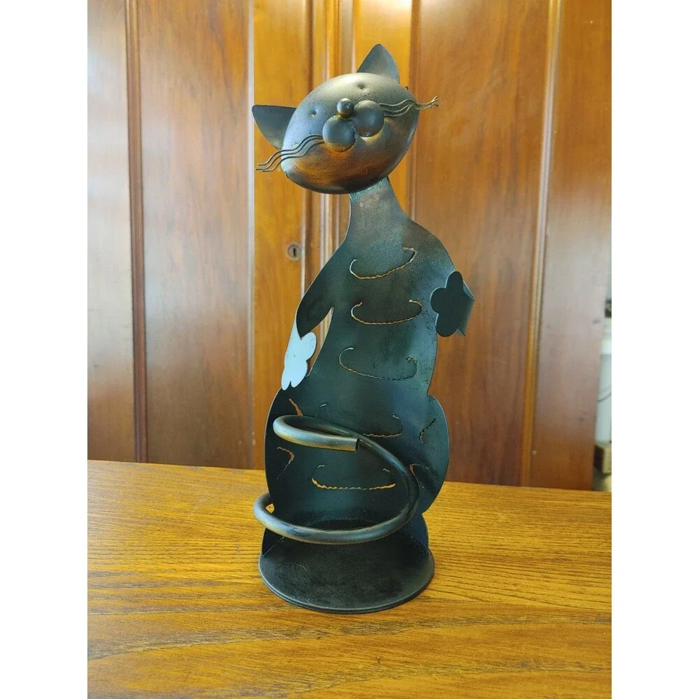 Must have for the Cat Lover in Your Life, Copper Color Cat Wine Bottle Holder